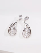 Layered Wing Drop Earrings with Cubic Zirconia