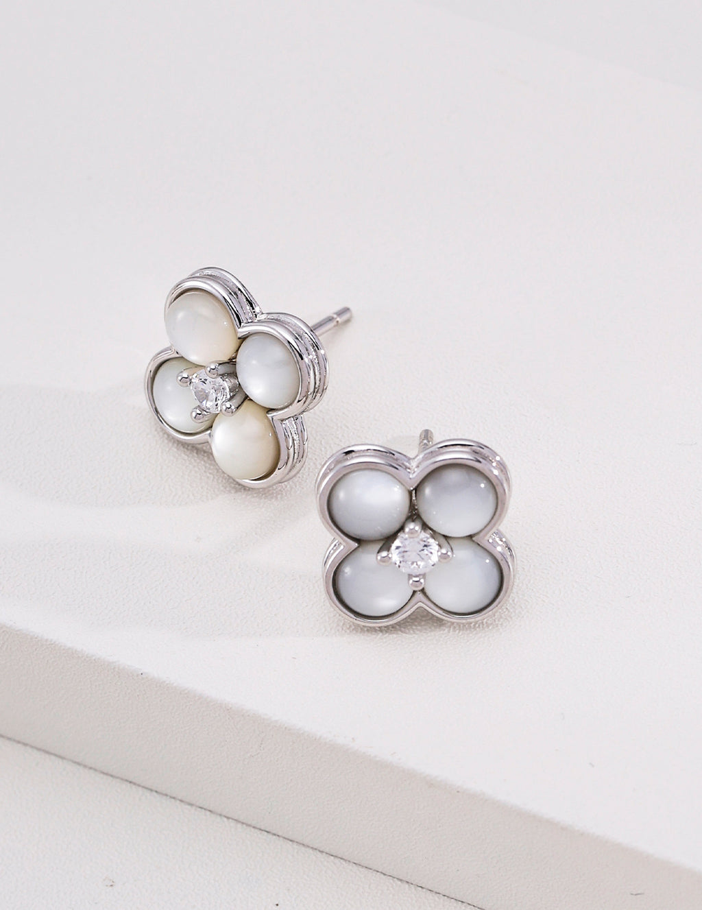 Four-Leaf Clover Mother of Pearl Stud Earrings
