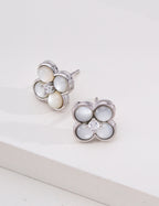 Four-Leaf Clover Mother of Pearl Stud Earrings