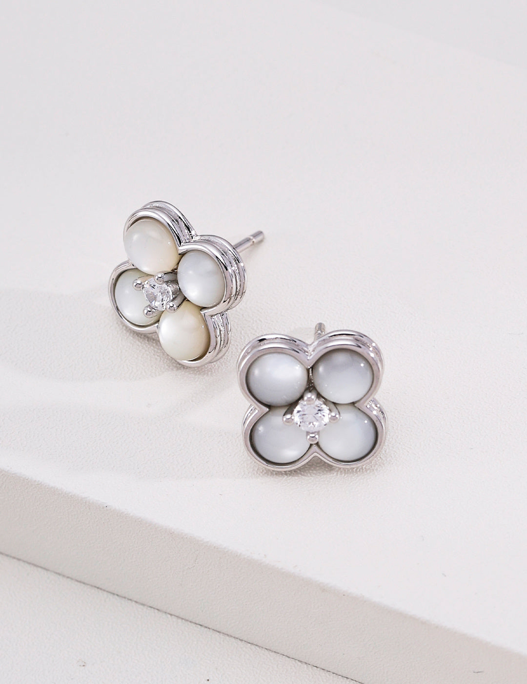 Four-Leaf Clover Mother of Pearl Stud Earrings