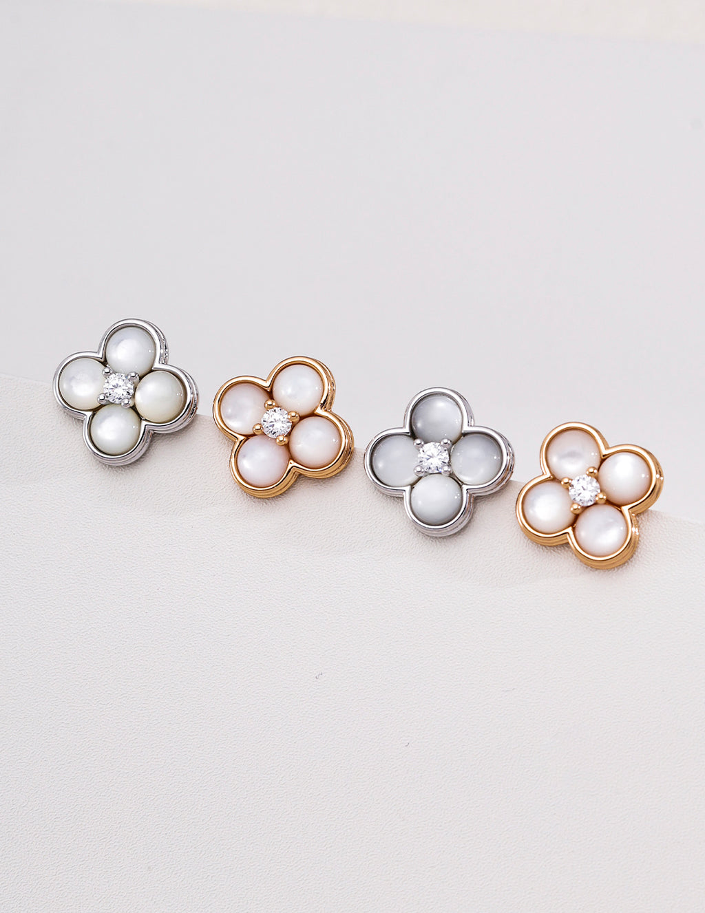 Four-Leaf Clover Mother of Pearl Stud Earrings
