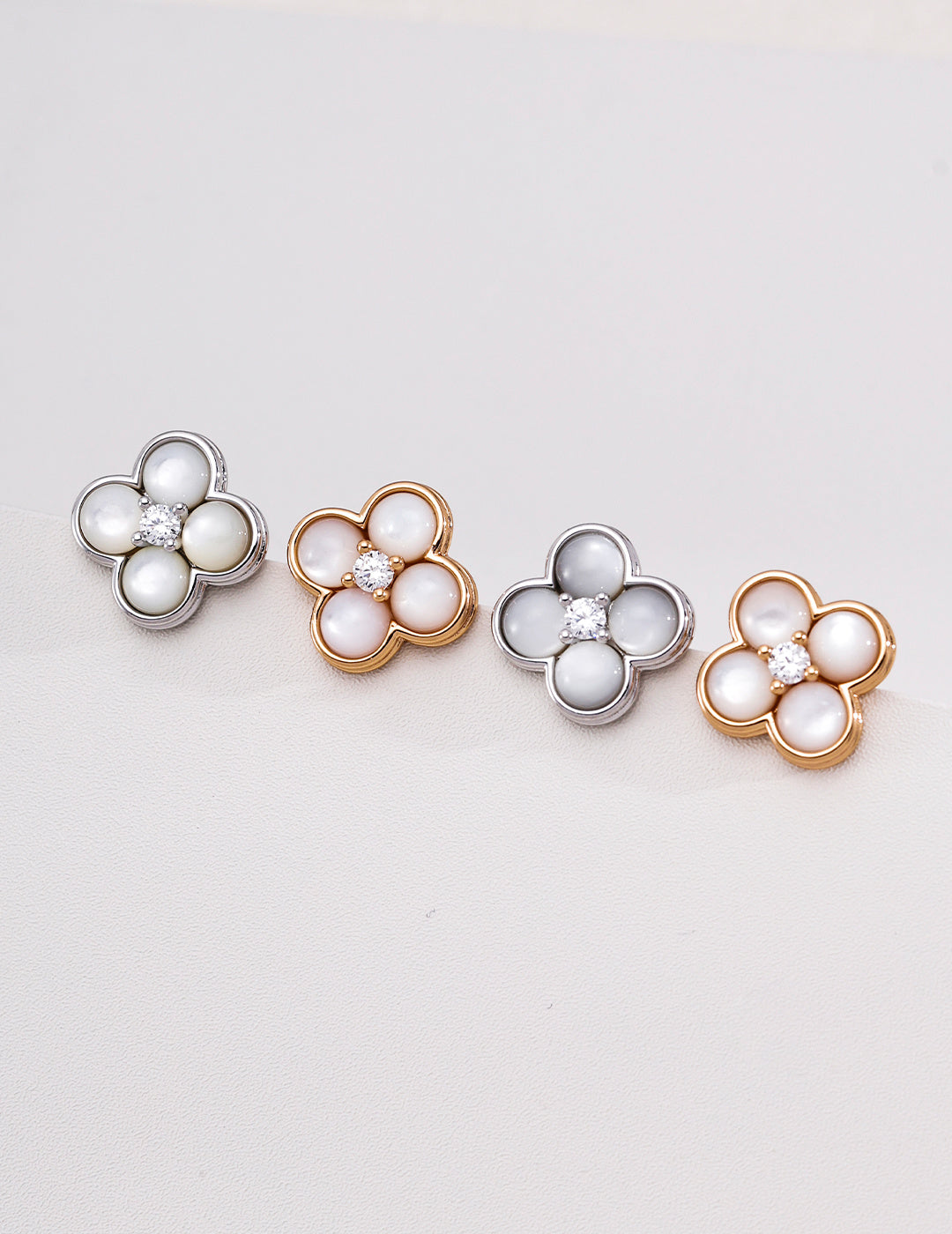 Four-Leaf Clover Mother of Pearl Stud Earrings