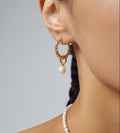 Twist Hoop Removable Natural Pearl Drop Earrings