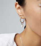 Twist Hoop Removable Natural Pearl Drop Earrings