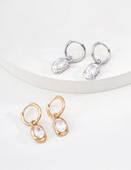 Oval Zircon Drop Huggie Hoop Earrings