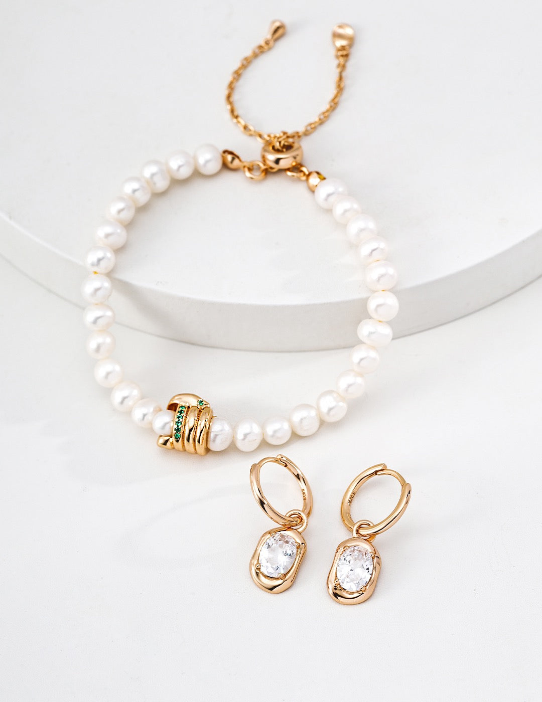 Oval Zircon Drop Huggie Hoop Earrings