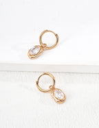 Oval Zircon Drop Huggie Hoop Earrings