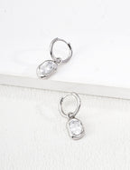Oval Zircon Drop Huggie Hoop Earrings