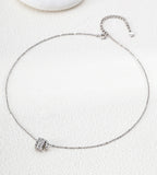 The Modern Minimalist Filigree Wheel Charm Necklace, 18K Gold-Plated over S925 Sterling Silver, White Gold Color