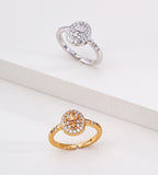 18K Gold and White Gold Plated S925 Silver Fleur-de-lis Cubic Zirconia Open Rings