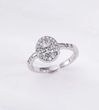 18K White Gold Plated S925 Silver Fleur-de-lis Cubic Zirconia Open Ring
