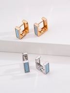 French Minimalist Enamel Square Huggie Earrings