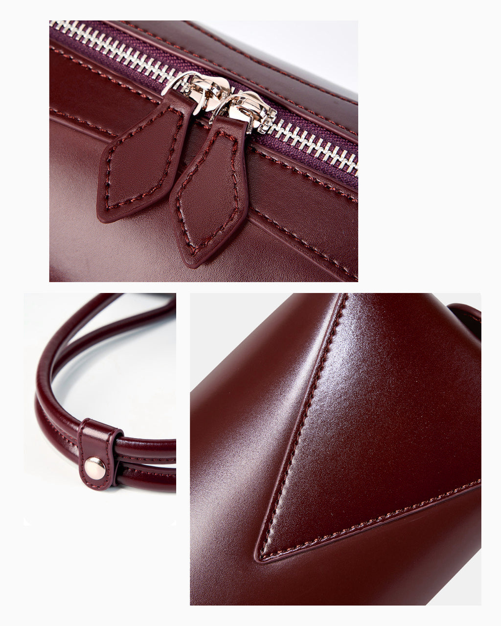 Texture and hardware details of the Leather Baguette Handbag