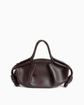 Coffee-Brown Genuine Pleated Leather Dumpling Handbag with Knotted Strap | BUCKLE Collective