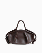 Coffee-Brown Genuine Pleated Leather Dumpling Handbag with Knotted Strap | BUCKLE Collective