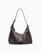 A coffee-brown leather slouchy shoulder Hobo bag with a single adjustable strap, photographed against a plain white background.