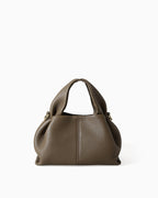 Genuine Leather Cloud-shaped Satchel Handbag with Detachable Strap, Elephant Gray Color