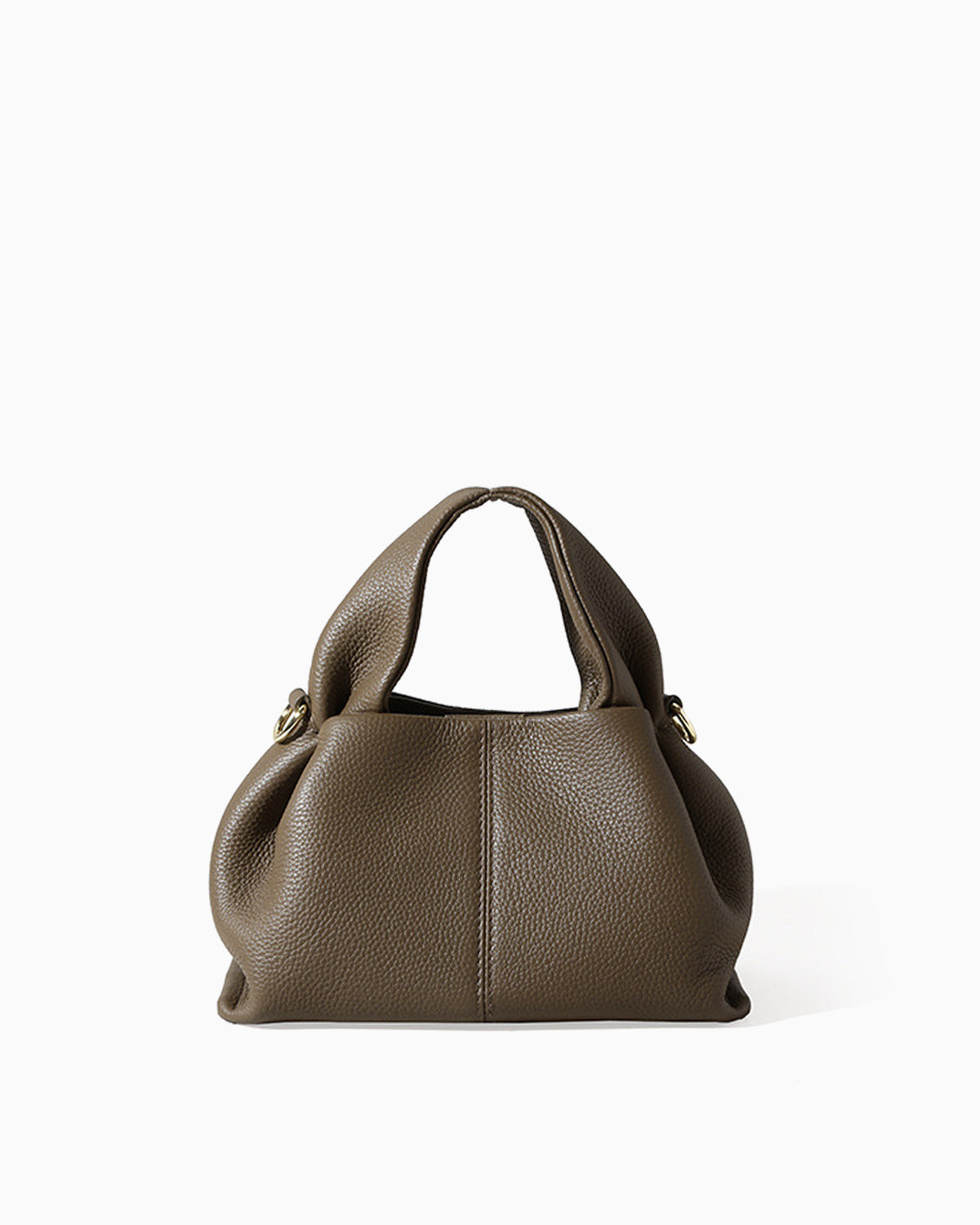 Genuine Leather Cloud-shaped Satchel Handbag with Detachable Strap, Elephant Gray Color