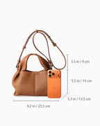 Dimensions of the Genuine Leather Cloud-shaped Satchel Handbag with Detachable Strap