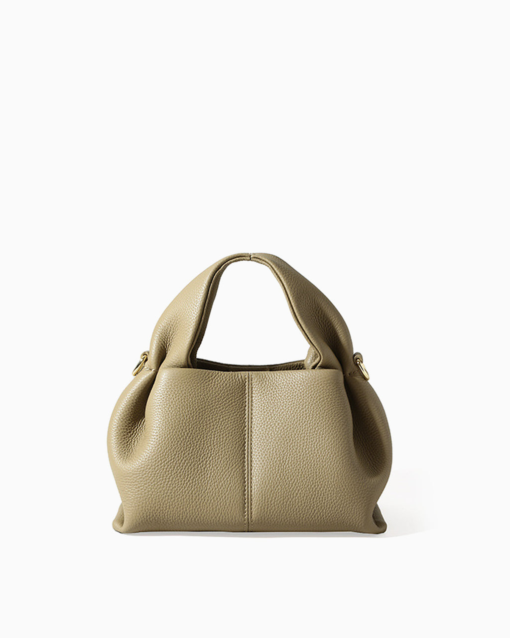Genuine Leather Cloud-shaped Satchel Handbag with Detachable Strap, Sand Gray Color
