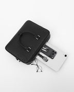 Capacity of Black Genuine Ostrich Leather Men's Briefcase by BUCKLE Collective