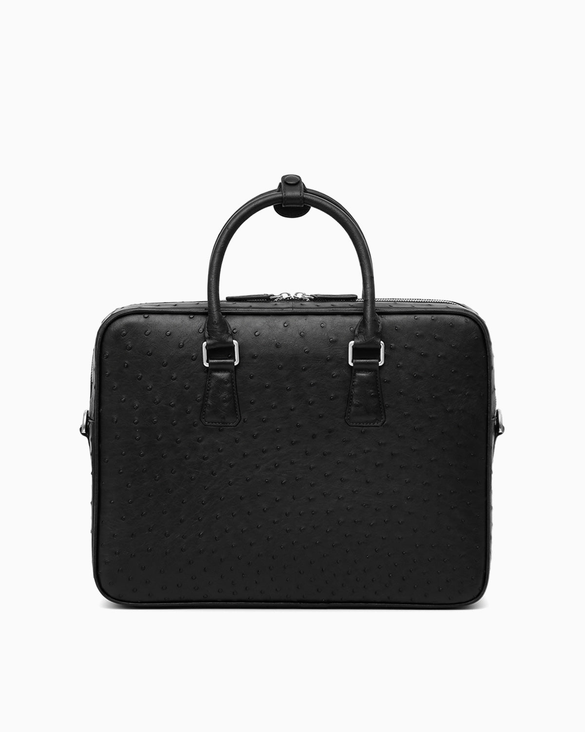 Black Genuine Ostrich Leather Men's Briefcase | BUCKLE Collective