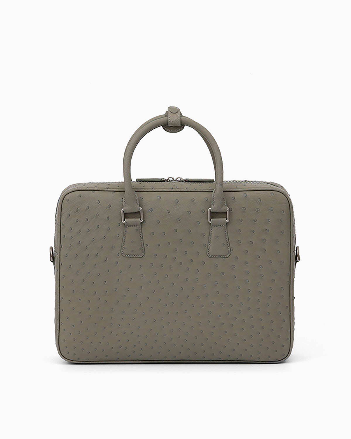 Elephant Gray Genuine Ostrich Leather Men's Briefcase | BUCKLE Collective