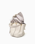 Genuine Togo Leather Bucket Bag with Lock and Key and removable pouch, Off-White color