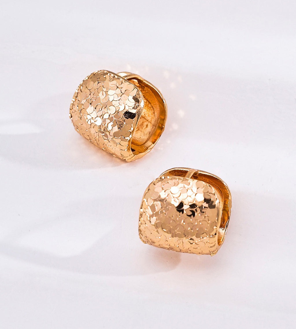 Glitter Textured Pillow Huggie Earrings | 18K Gold Plated S925 Silver | BUCKLE Collective