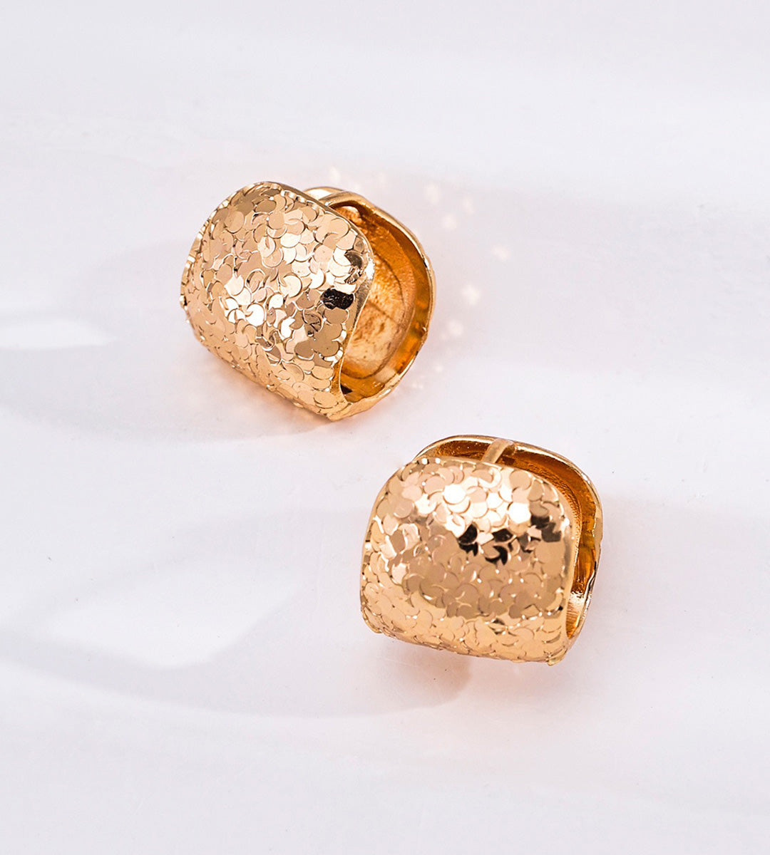 Glitter Textured Pillow Huggie Earrings | 18K Gold Plated S925 Silver | BUCKLE Collective