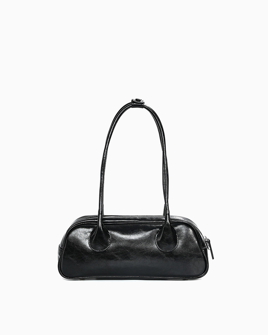 Women's Chic Genuine Leather Shoulder Baguette Bag, Black Color