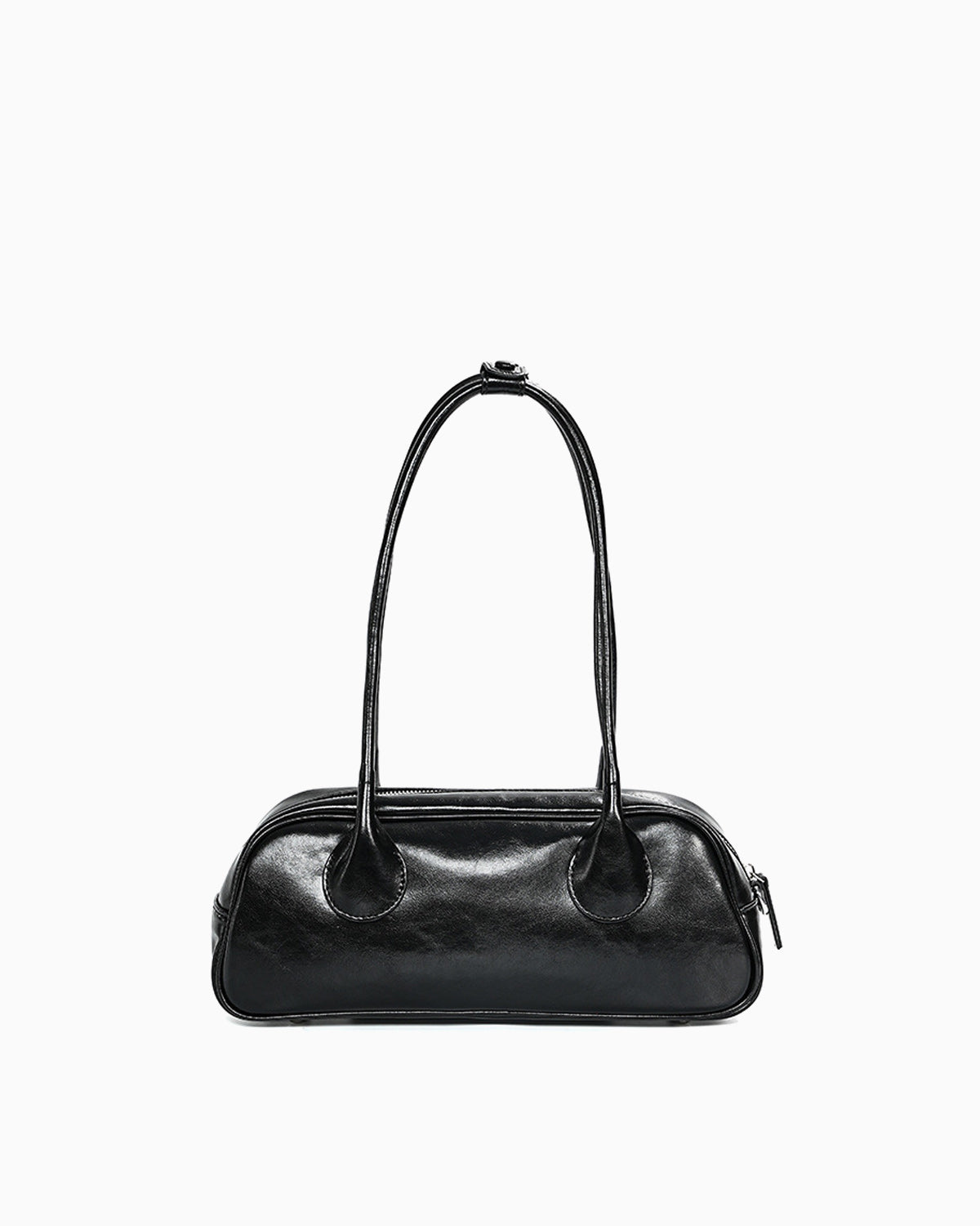 Women's Chic Genuine Leather Shoulder Baguette Bag, Black Color