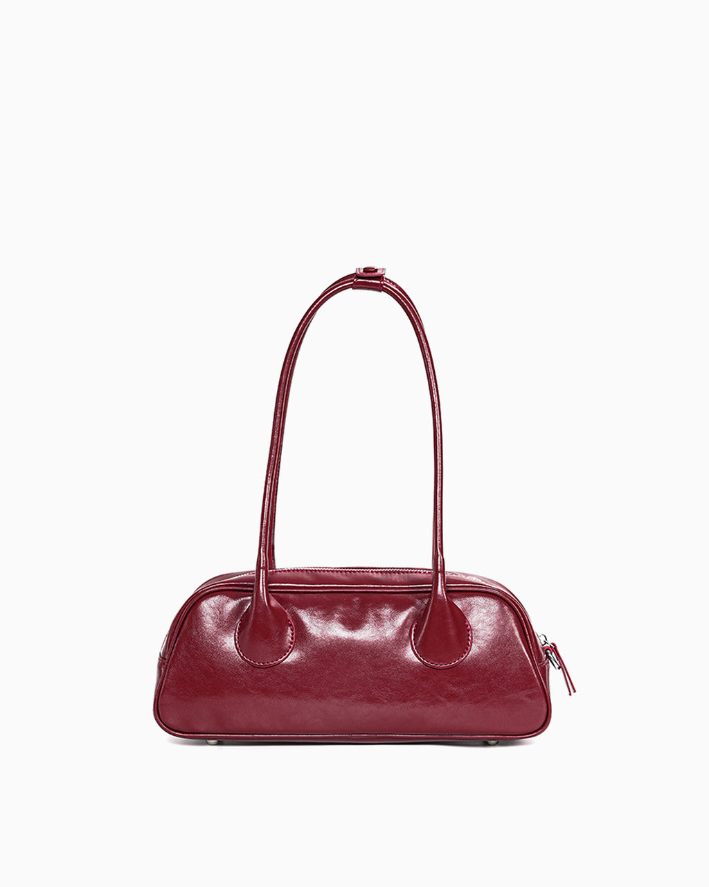 Women's Chic Genuine Leather Shoulder Baguette Bag in Burgundy Color