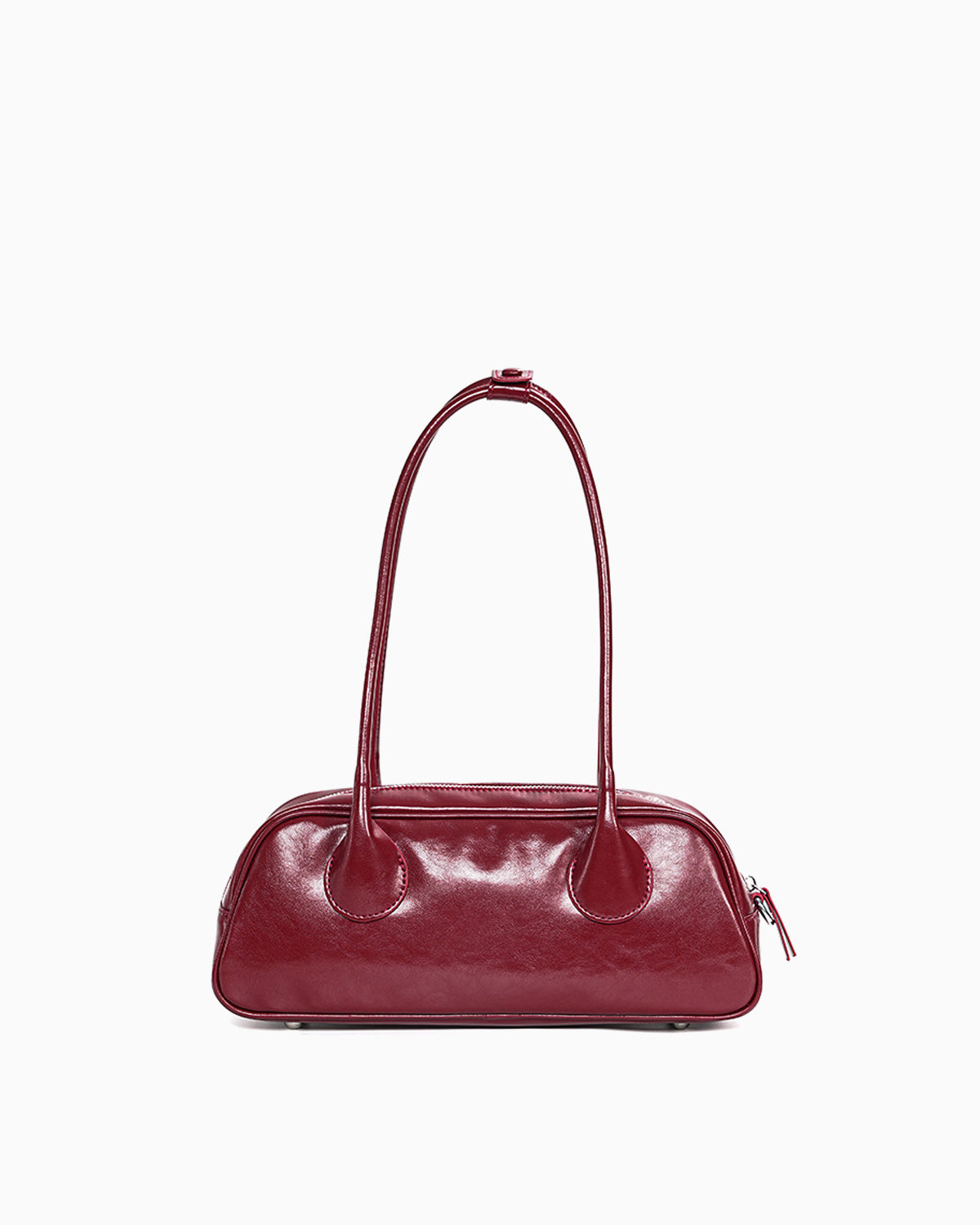 Women's Chic Genuine Leather Shoulder Baguette Bag in Burgundy Color