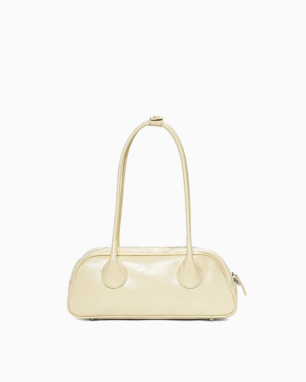 Women's Chic Genuine Leather Shoulder Baguette Bag, Yellow Cream Color