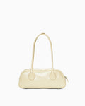 Women's Chic Genuine Leather Shoulder Baguette Bag, Yellow Cream Color