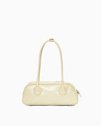 Women's Chic Genuine Leather Shoulder Baguette Bag, Yellow Cream Color