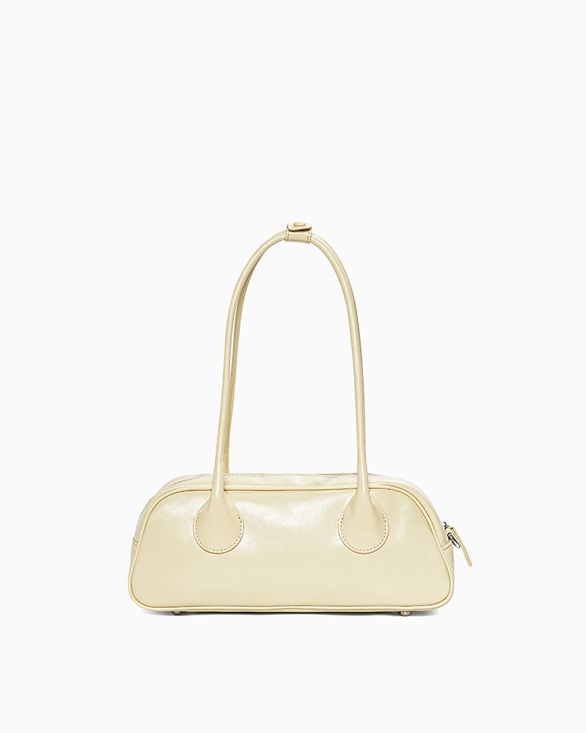 Women's Chic Genuine Leather Shoulder Baguette Bag, Yellow Cream Color