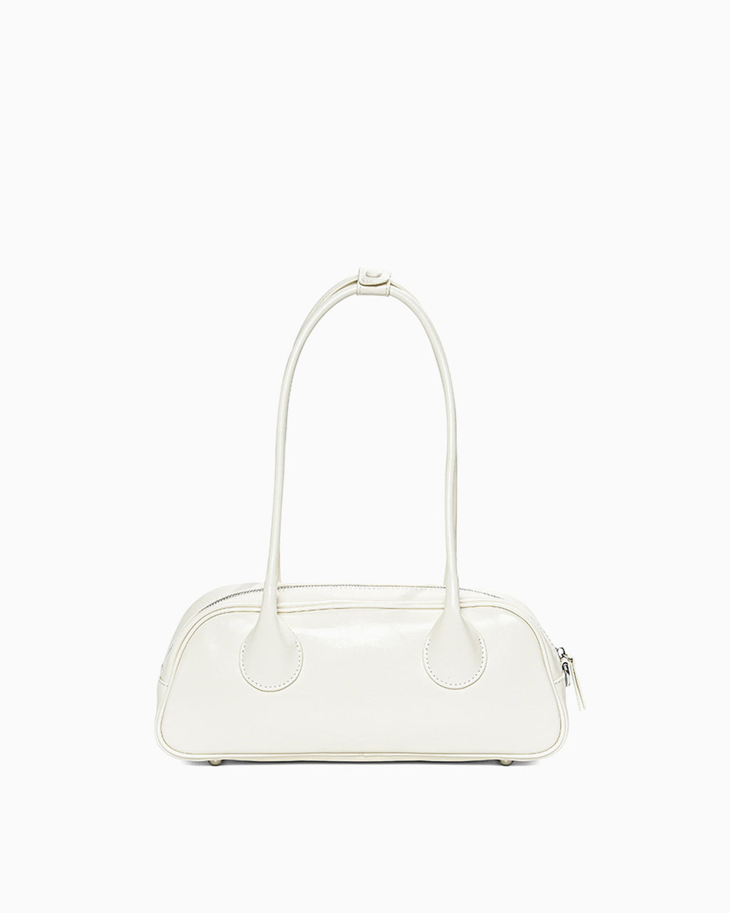 Women's Chic Genuine Leather Shoulder Baguette Bag in White Color