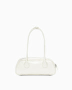 Women's Chic Genuine Leather Shoulder Baguette Bag in White Color