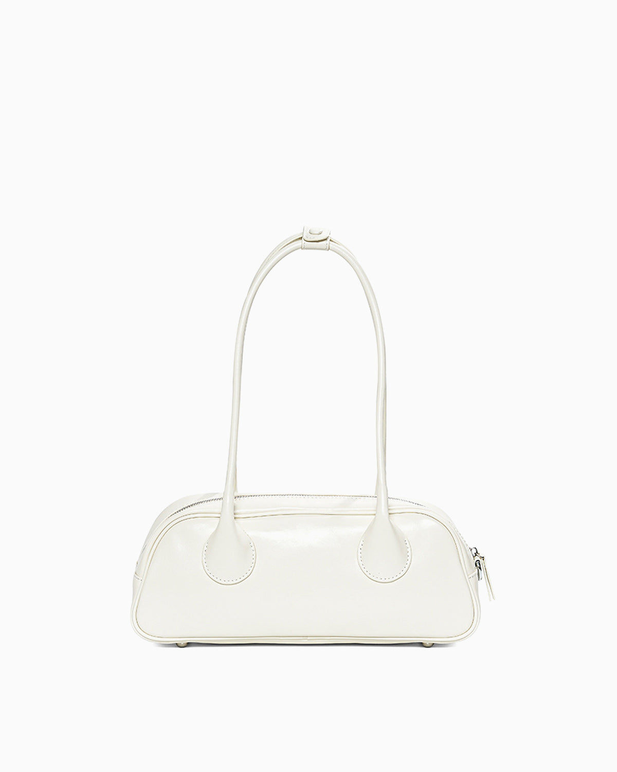 Women's Chic Genuine Leather Shoulder Baguette Bag in White Color