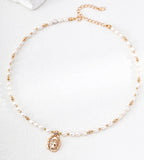 Grecian Goddess Natural Pearl Adjustable Necklace 18K Gold Plated on  S925 Sterling Silver