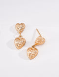 Hammered Double Heart Drop Earrings