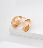 Hand Faceted Sculptural C-Hoop Earrings | 18K Gold Plated S925 Silver 