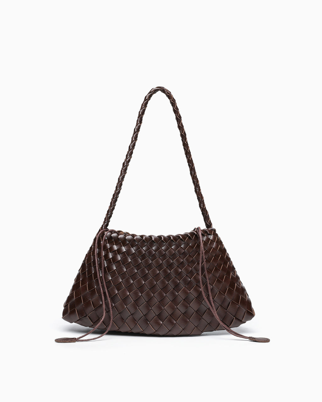 Vegan Leather Handwoven Shoulder Bag, Chocolate Color