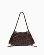 Vegan Leather Handwoven Shoulder Bag, Chocolate Color
