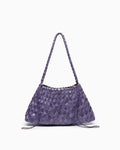 Vegan Leather Woven Shoulder Bag, Lavender Color