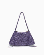 Vegan Leather Handwoven Shoulder Bag, Lavender Color