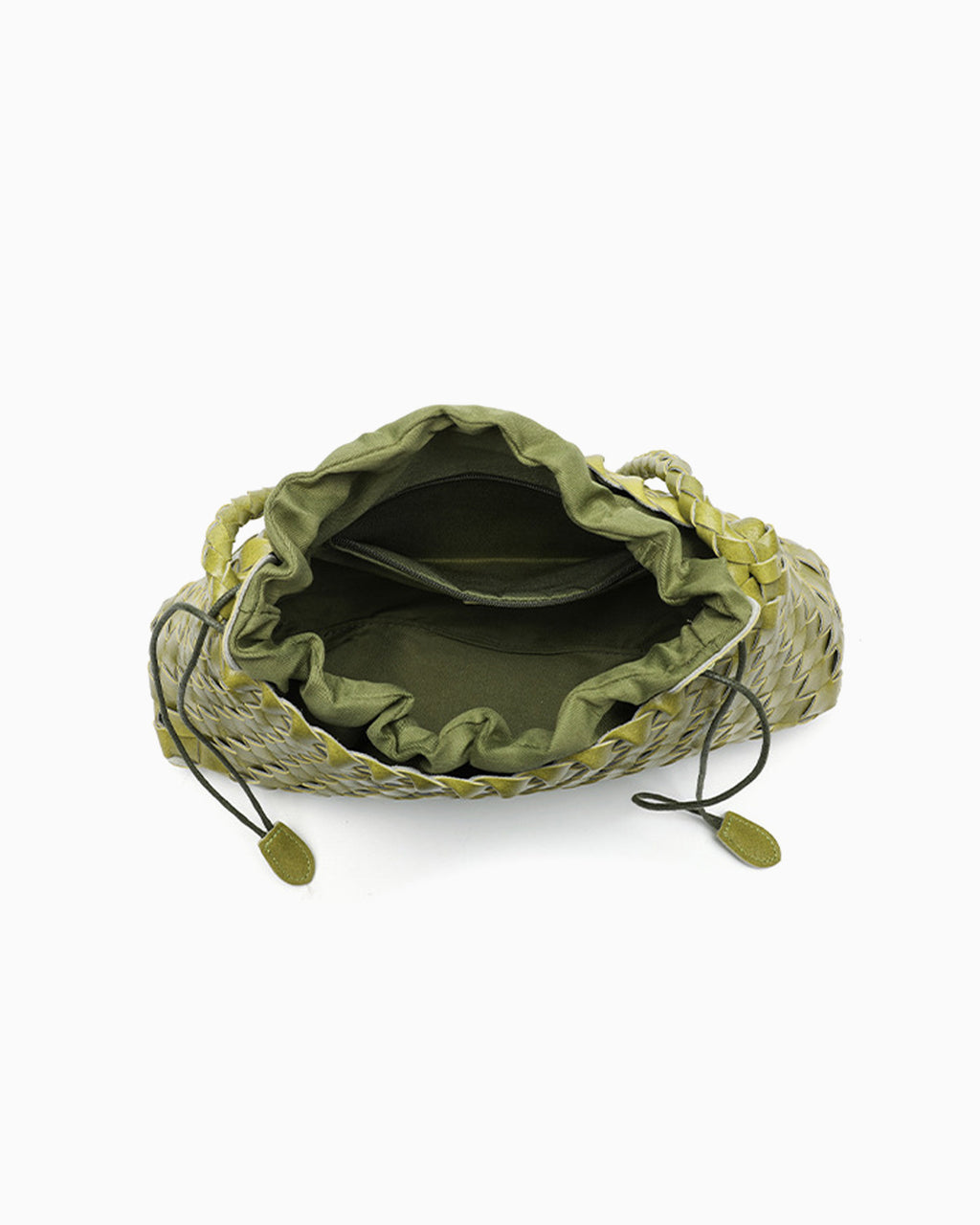 Vegan Leather Handwoven Shoulder Bag, Lime Yellow Color