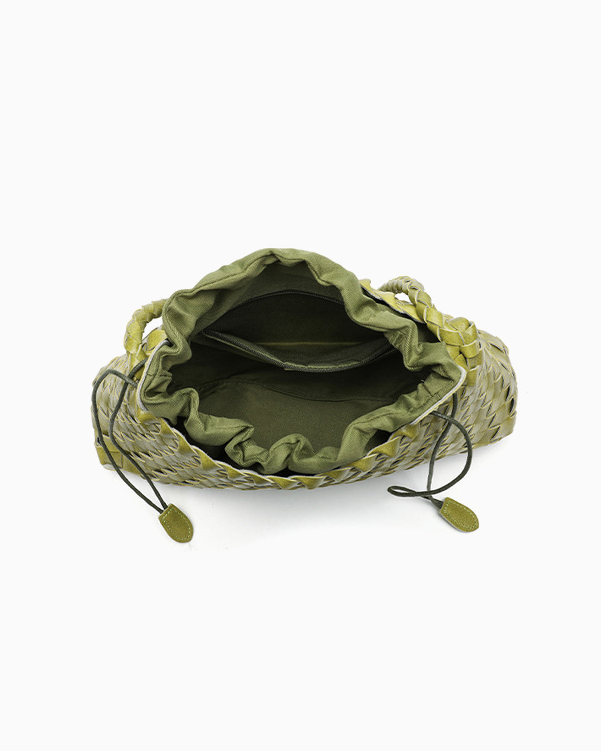 Vegan Leather Handwoven Shoulder Bag, Lime Yellow Color